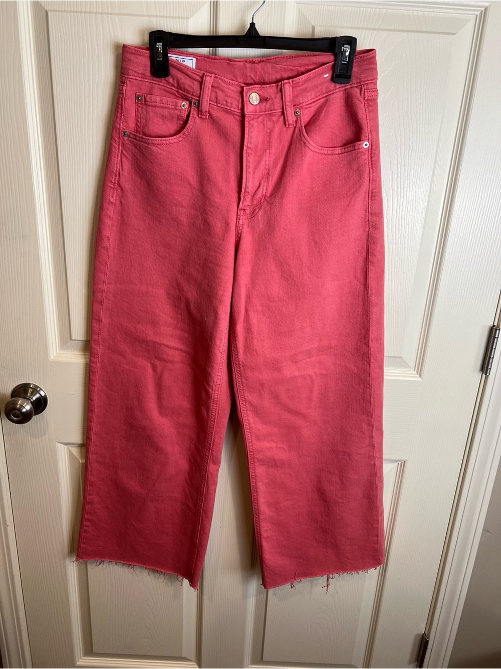 Gap high rise stride Wide-Leg Crop Jeans in Coral Pink red 6